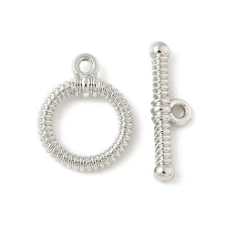 Платина Застежки-тоглы из текстурированного кольцевого сплава, без кадмия и без свинца, стойки покрытие, платина, Кольцо: 14.5x11.5x2 mm, отверстие : 1.2 мм, бар: 5x17x2 mm, отверстие : 1.2 мм