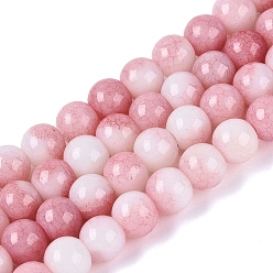 Индийский Красный Нити из непрозрачных стеклянных бусин с эффектом омбре и потрескавшимся покрытием, круглые, окрашенные, Индийская красная, 6~6.5 мм, отверстие : 0.8~1 мм, около 138~146 шт / нитка, 29.92~31.89 дюйм (76~81 см)