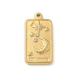 Луна 304 подвески из нержавеющей стали, со стразами, золотые, луна, 25.5x13x3.5 мм, отверстие : 1.8 мм