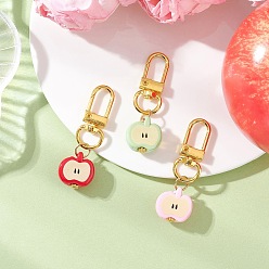 Золотой Подвесные украшения из непрозрачного акрила в виде яблока, Поворотные застежки-лобстеры из сплава, подвески для украшений сумок, золотые, 52 мм