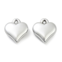 Платина Подвески из непрозрачного акрила с покрытием, сердце прелести, платина, 15x14x4.5 мм, отверстие : 1.5 мм