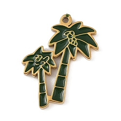 Дерево 304 подвески из нержавеющей стали, с эмалью, золотые, дерево, 16x12.5x1.5 мм, отверстие : 0.8 мм