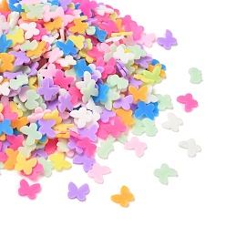 Mixed Color Handmade Polymer Clay Cabochons, Butterfly, Mixed Color, 5x6x0.7mm, about 40000pcs/1000g