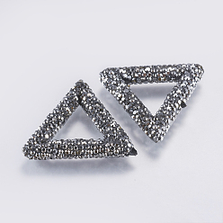 Hematite Polymer Clay Rhinestone Bead Frames, Triangle, Hematite, 30.5x34.5x6mm, Hole: 1.5mm