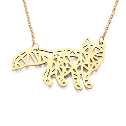 Golden 201 Stainless Steel Pendant Necklaces, with Cable Chains, Fox, Golden, 17.7 inch(45cm), 2mm, Fox: 25.5x44x1mm