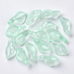 Aquamarine Transparent Spray Painted Glass Pendants, Petaline, Aquamarine, 20x10.5x6mm, Hole: 1.2mm