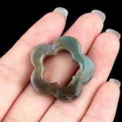 (RRHB277) Кристалл на подкладке из медово-бежевого цвета Подвески из натурального индийского агата в форме полого цветка, прелести цветов сливы, 30 мм