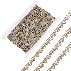 Светло-коричневый 2 пучки кружевной отделки из полиэфирного волокна, для одежды, швейных принадлежностей, с картонной карточкой, загар, 3/8 дюйм (11 мм), около 10 ярдов / пачка