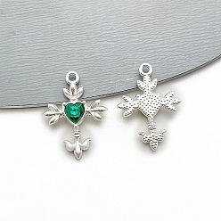 Изумруд Подвески из сплава , cmолой горный хрусталь, крестик, изумруд, 24x18 мм