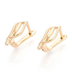 Настоящее золото 18K Латунная фурнитура для хооп серег, без кадмия, без никеля и без свинца, лист, реальный 18 k позолоченный, 17x13x6.5 мм, отверстие : 1.5 мм, штифты : 1 мм