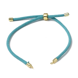 Dark Turquoise 3MM Adjustable Round Nylon Braided Cord Bracelet Making, with Golden Brass Findings, Fit for Connector Charms, Dark Turquoise, 8.66 inch(22cm), Hole: 1.5mm