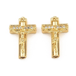 Doré  Pendentifs en laiton de Pâques sertis de micro-pavés de zircone cubique transparente, breloques crucifix, sans cadmium et sans plomb, or, 20x13x6mm, Trou: 1.8mm