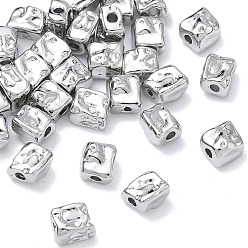 Platinum SHEGRACE Brass Beads, Cadmium Free & Nickel Free & Lead Free, Textured Cuboid, Platinum, 6x5x4mm, Hole: 1.5mm