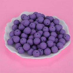 Blue Violet Round Silicone Focal Beads, Chewing Beads For Teethers, DIY Nursing Necklaces Making, Blue Violet, 15mm, Hole: 2mm