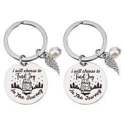 Нержавеющая Сталь Цвет Брелок из нержавеющей стали, цитаты подвески, плоские круглые со словом, цвет нержавеющей стали, модель автомобиля, 3 см