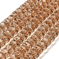 Верблюжий Прозрачные стеклянные бусины, граненые, баррель, верблюжие, 7.5x5 мм, отверстие : 1.6 мм, около 64 шт / нитка, 14.69'' (37.3 см)