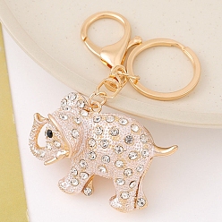 Golden Alloy & Rhinestone Keychain for Women, Elephant, Golden, 10cm