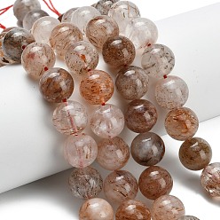 Rutilated Кварц Нити бусин из натурального медного рутилированного кварца, круглые, 10.5 мм, отверстие : 1 мм, около 39 шт / нитка, 15.63 дюйм (39.7 см)