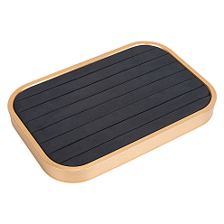 Dark Gray 7-Slot Iron with Microfiber Ring Organizer Display Trays, Rectangle, Golden, Dark Gray, 30.5x20x2.8cm