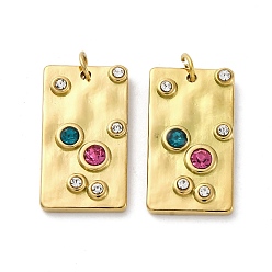 Настоящее золото 18K 304 подвески из нержавеющей стали, с целью перехода в кольце, прямоугольный шарм, ионное покрытие (ip), реальный 18 k позолоченный, 19x10.5x3 мм