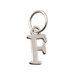 Letter F 925 стерлингов серебряные подвески, буквы, Буква F, 10x5x1 мм, отверстие : 4 мм