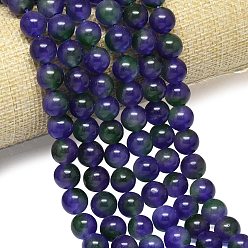 Сланцево-синий Натуральный Malaysia нефритовые бусы пряди, окрашенная и подогревом, круглые, синевато-серый, 12 мм, отверстие : 1.3 мм, около 31 шт / нитка, 15.08''~15.16'' (38.3~38.5 см)