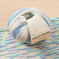 Светло-Голубой Шерстяная радужная сегментная окрашенная пряжа для вязания, для одежды шарфы свитера шали шапки, Небесно-голубой, 0.5~1 мм, около 125.77 ярдов (115 м) / моток