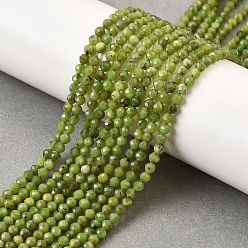 Другие Нефриты Бусы из натурального канадского нефрита, граненые, класс АА, круглые, 3 мм, отверстие : 0.6 мм, около 125~126 шт / нитка, 14.96~15.16'' (38~38.5 см)