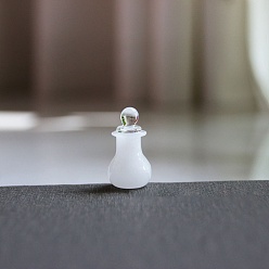 Белый Миниатюрная бутылка из боросиликатного стекла, с крышкой, аксессуары для кукольного домика с микро-ландшафтом, притворяясь опорными украшениями, белые, 14x22 мм