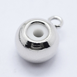Platinum Brass Tube Bails, Loop Bails, with Rubber, Rondelle, Bail Beads, Slider Beads, Platinum, 11x8x6mm, Hole: 2mm