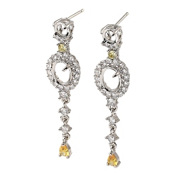 Платина Стойка покрытие латунь с кубическим цирконием серьги-гвоздики находка, без свинца и без кадмия, платина, 56x13.5 мм, штифты : 1 мм