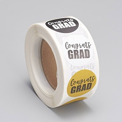 Coloré Autocollants autocollants en papier kraft autocollants, étiquettes adhésives, pour l'obtention du diplôme présente, avec le mot félicitations grad, colorées, autocollant: 25 mm, 500pcs / roll