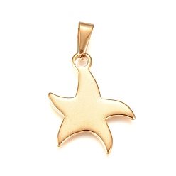 Golden 304 Stainless Steel Pendants, Starfish, Golden, 30.5x26.5x1.5mm, Hole: 10x4.5mm