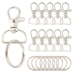 Платина 20 поворотные застежки из сплава шт., с железными кольцами для ключей 20шт., платина, 39x24.5x6 мм