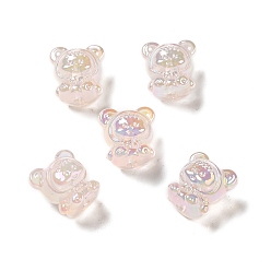 PeachPuff UV Plating Rainbow Iridescent Acrylic Beads, Baby Girl with Bear Clothes, PeachPuff, 17.5x16.5x14mm, Hole: 3.5mm