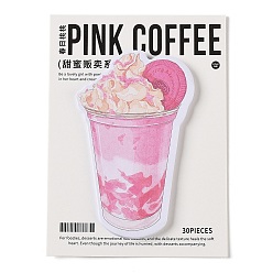 Drink 30 листы серии сладких распродаж, блокнот для заметок, наклейки с наклейками, для офисного школьного чтения, слово розовый кофе, пить, 91x50x0.1 мм