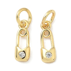 Настоящее золото 18K Кулон из циркония, прелести скрепки, долговечный, без кадмия и без свинца, стойки покрытие, с целью перехода в кольце, реальный 18 k позолоченный, 12x4x1.5 мм, отверстие : 3.3 мм