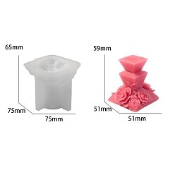 Белый Силиконовые формы для цветов в форме пьедестала, формы для свечей, формы для литья гипсовой смолы, белые, 7.5x7.5x6.5 см