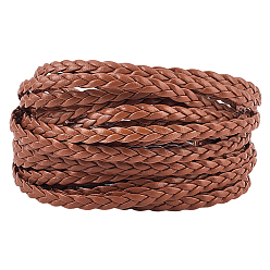 Перу 5м 3-слойный шнур из искусственной кожи с плетением, кожаный шнур ювелирных изделий, ювелирные изделия diy шнур, плоский, Перу, 5 мм, около 5.47 ярдов (5 м) / комплект