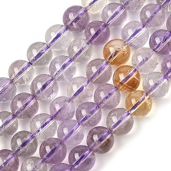 Аметрин Природные Аметрин бисер нитей, круглые, 6 мм, отверстие : 1 мм, около 70 шт / нитка, 15.3 дюйм (39 см)