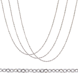 Stainless Steel Color 304 Stainless Steel Cable Chain Necklaces, Stainless Steel Color, 17.7 inch(45cm), 2mm, Link: 2.4x2x0.5mm, 30pcs/box