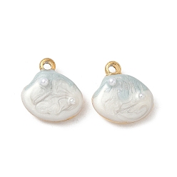 Настоящее золото 18K 304 из нержавеющей стали шармы эмали, с абс пластмассовой имитационной жемчужиной, ионное покрытие (ip), шарм из ракушек, реальный 18 k позолоченный, 14.5x14x6 мм, отверстие : 1.8 мм