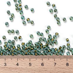 (1014) Gold Lined Aqua Luster TOHO Round Seed Beads, Japanese Seed Beads, (1014) Gold Lined Aqua Luster, 8/0, 3mm, Hole: 1mm, about 1110pcs/50g