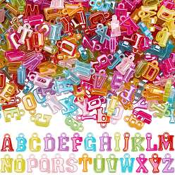 (52) Непрозрачная лаванда 115g прозрачные акриловые подвески, с покрытием AB цвета, смешанные начальные буквы, разноцветные, 14~15x4~10.5x3.5 мм, отверстие : 1.8 мм