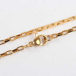 Золотой Вакуумное покрытие pvd 304 изготовление ожерелий из прямоугольной цепочки из нержавеющей стали, с карабин-лобстерами , золотые, 17.7 дюйм (45 см)