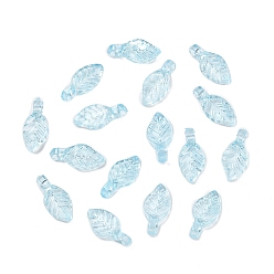 Светло-Голубой Прозрачные акриловые брелоки, лист, Небесно-голубой, 10x5x3.5 мм, отверстие : 1 мм