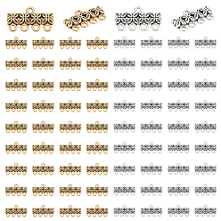 (52) Непрозрачная лаванда 80 шт 2 цвета тибетский стиль сплав люстра компонент ссылки, прямоугольник с цветочным соединителем, разноцветные, 11x20x2.5 мм, отверстие : 1.6 мм, 40 шт / цвет