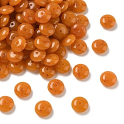 Темно-Оранжевый Акриловые шарики Gemstone имитация, рондель, два тона, темно-оранжевый, 13~15.5x6~7.5 мм, отверстие : 1.8 мм
