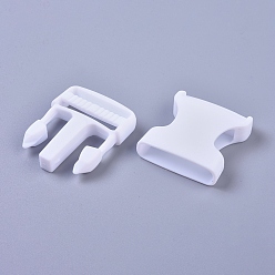 White Plastic Adjustable Quick Side Release Buckles, for Luggage Straps Backpack Repairing, Rectangle, White, 61x39x12mm, Hole: 4x32mm