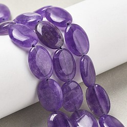 Средний Фиолетовый Натуральный Malaysia нефритовые бусы пряди, окрашенные, Плоско-овальные, средне фиолетовый, 18x13x5 мм, отверстие : 1 мм, около 10~11 шт / нитка, 7.28''~7.87'' (18.5~20 см)